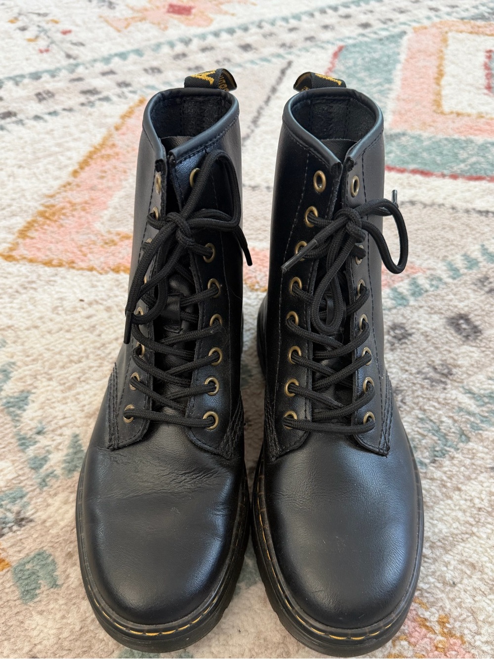 Dr. Martens Zavala 8-Eye Combat Boots Black Leather AW004 Women’s US 7 EU 38